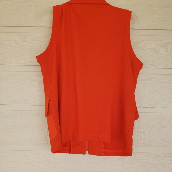 Onque Casuals Woman’s Vest Orange Red Vest Zipper Tab Pockets Sport Coll… - Picture 3 of 5